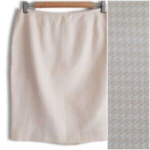 CALVIN KLEIN / NWOT Houndstooth Metallic Cream Knee Length Pencil Skirt Sz 8 P